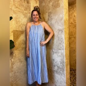 A new day blue striped maxi dress